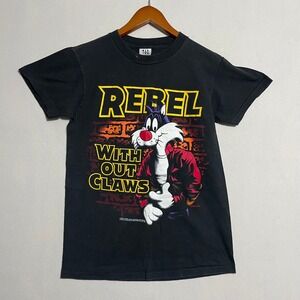Looney Tunes Sylvester "Rebel With Out Claws"‎ T-Shirt TAG Black Big Size